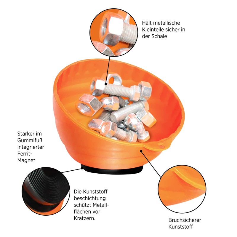 Tool Magnetic Tray Made of Shatterproof Plastic - Orange -