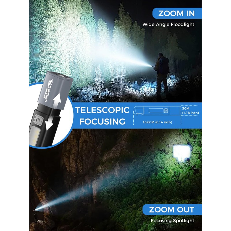 Smiling Shark Torches Recargeable,2 Pack Flashlight LED with 3 Modes