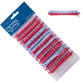 Ponik's Perm Wave Curlers for Perm Set - 11 mm - 12 Pieces - Cold Rollers with Round Rubber Tabs - Blue Red