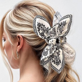 Flower Hair Clips for Women Large Clips for Hair Bohemia Style Designs Hair Claws Black White Blossoms Claw Clips for Women Large Hair Claw Clip Spring Hair Clip for Thin Hair 10PCS