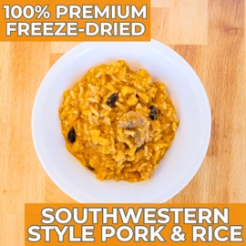 Nutristore Freeze-Dried Southwestern Style Pork and Rice | Emergency Survival Bulk Food Storage Meal | Perfect for Everyday Meals and Long-Term Storage | 25 Year Shelf Life | USDA Inspected (1-Pack)