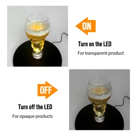 JAYEGT Motorized Rotating Display Stand with LED Light , 10 inch /55lbs Load, 360 Electronic Turntable for Photography Products Shows, Jewelry, Watch (Black / White LED Light / Rechargeable)