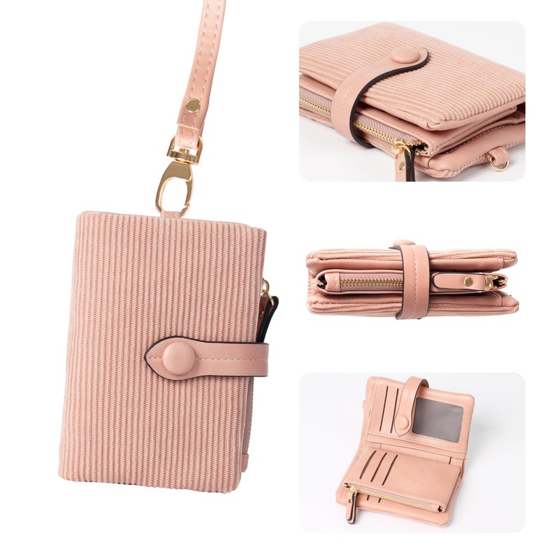 POXIADIV Women's Small Trifold Leather wallet Rfid blocking Ladies Wristlet
