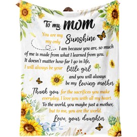 Mom Blanket from Daughter on Christmas, Mom Birthday Gifts, Birthday Gifts for Mom Who Has Everything, to My Mom Soft Flannel Throw Blanket 50 X 60 Inch