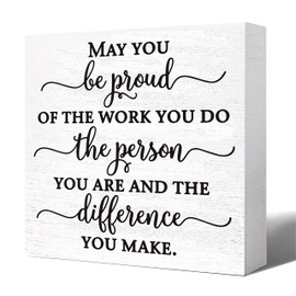 YROVWENQ May You Be Proud Inspirational Wooden Box Plauqe Sign Block Sign Decor for Home, Bedroom, Office Desk Shelf Table Decoration - Thank You Gift