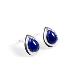 HENRYKA Lapis Lazuli 925 Sterling Silver Stud Teardrop Earrings | Essential Simple Minimal Natural Gemstone Earrings | Bridesmaid Jewellery | September Birthstone Gift