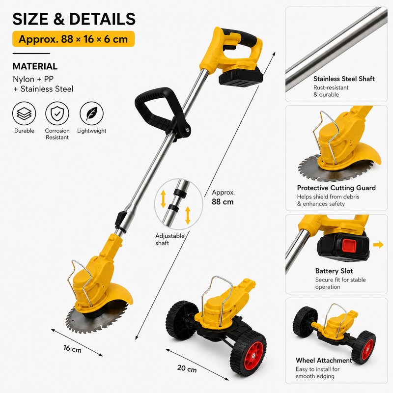 Cordless Grass Trimmer for Lawn & Garden Care – 21V