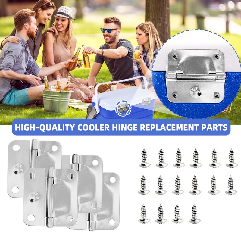 4PCS Coolers Stainless Steel Replacement Hinges,Hinges kit for Colemans Coolers