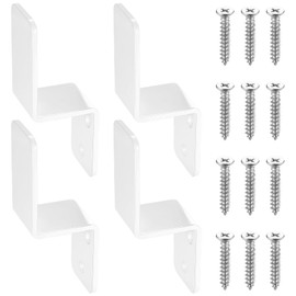 Pack of 4 Door Barricade Brackets, Z Angle Bracket, Z Bracket Angle Metal Angle, Z Security Door Lock Brackets, 2 x 4 Door Lock Brackets, Drop-Open Bar for 2 x 4 Lumber, White, Z Shape