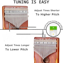 Everjoys Kalimba Thumb Piano 21 Keys, Professional Musical Instrument Finger Piano Marimbas with Portable Soft Cloth Bag, Fast to Learn Songbook, Tuning Hammer, All in One Kit（21 Key Natural)