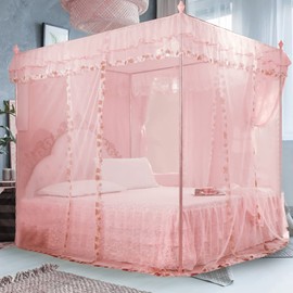 Cute Princess Mosquito Net Bed Canopy Curtains for Girls - Elegant Bedroom Decoration (150 * 200 * 200)