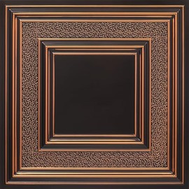 From Plain To Beautiful In Hours 349 Savannah PVC 2' x 2' Glue-up Ceiling Tile (Covers / 40 sq.ft), Antique Copper, 10 Piece