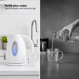 OVENTE Electric Kettle, 1.7L Fast Boiling Water Heater for Coffee or Tea, BPA Free with Water Level Gauge, Auto Shut-Off, Boil-Dry Protection, Indicator Light and Removable Filter, White KP72W