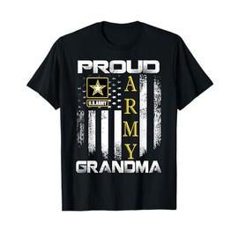 Vintage Proud Army Grandma With American Flag Gift T-Shirt