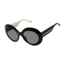 L.A.M.B. Gwen Stefani LA595 Retro Round Sunglasses for Women, 54 mm, UV400 Protection, Black