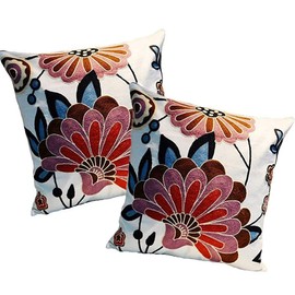 ZUODU Blue Cushion Cover 18"x18"or 45cmx45cm Embroidered Cotton Decorative Throw Pillow Cover Cushion Case Pillow Case,Sofa,Chair,Car Use Light Blue set of 2