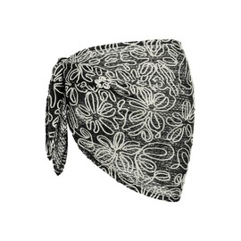 ZAFUL - Vestido de encubrimiento de pareo para mujer con textura sólida y dobladillo festoneado, Js-negro, Talla única