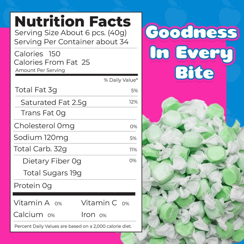 Fairtime Green Apple Taffy, 3 Pound Bag (Pack of 1)
