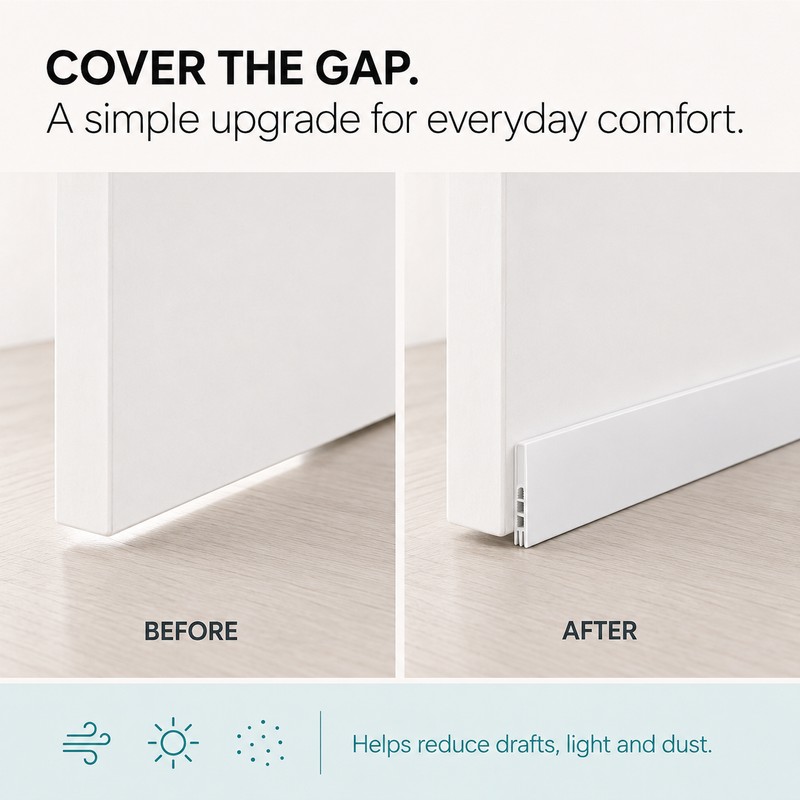 Door Draft Stopper, Self-Adhesive Under Door Sweep, 39.37-Inch Trim-to-Fit Strip