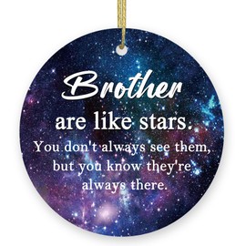 Brothers Christmas Ornaments, 3" Brother Gifts from Sister Ceramic Christmas Decorations Christmas Ornament Gifts for Brother