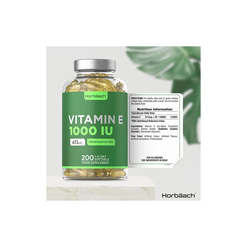 Vitamin E Oil Capsules | 1000iu Strength | 200 Softgels