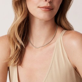 PAVOI 14K White Gold Plated Rope Chain Necklace | Chain Necklaces For Women | Plated Gold Necklace For Women