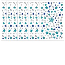 8 Sheets Self-Adhesive Rhinestone Stickers, Star and Circle Face Jewels