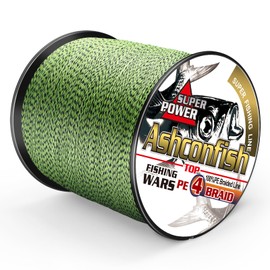 Ashconfish Braided Fishing Line- 4 Strands Super Strong PE Fishing Wire Heavy Tensile for Saltwater & Freshwater Fishing -Abrasion Resistant - Zero Stretch- 500M/547Yds 50LB Black and Yellow