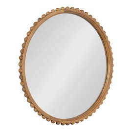 Kate and Laurel Beadbrook Modern Round Beaded Wall Mirror, 24 Inch Diameter, Natural Rustic, Transitional Circle Mirror for Use as Bathroom Mirror or Entryway Mirror Decor