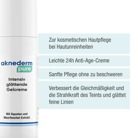 aknederm pure Gel-Creme 50ml I leichte Gesichtscreme mit Squalan/Jojobaöl & Bio-Meerfenchel I Creme Gesicht ideal für zu Akne neigende Haut I glättende Tages- & Nachtcreme Gesicht mit Granatapfel