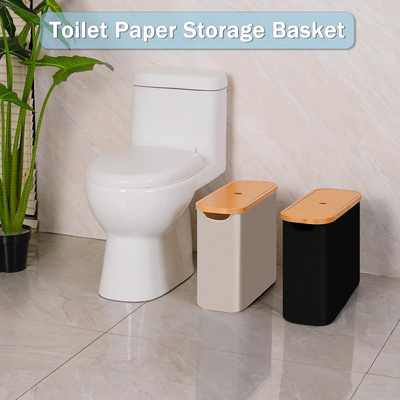 efluky Toilet Paper Basket with Lid, Toilet Paper Organizer for