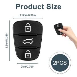 Pack of 2 Car Key Keypad 3 Buttons, Compatible with Hyundai i10, i20, i30, ix35, Kia Sportage, Ceed and More Replacement Keypad Rubber Key Housing Car Remote Control Key Shell Black