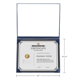 Gradplaza Diploma Cover for Certificate 8.5''x 11'' Padded Graduation Diploma Holder Certificate Cover Smooth Navy