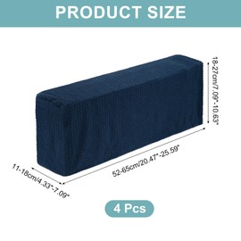 uxcell 4 Pcs Stretch Armrest Covers, Polyester Couch Armchair Cover Water Resistant Plaid Chair Arm Rest Slipcovers for Sofa Recliner, Dark Blue