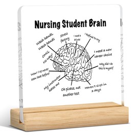 Nursing Student Gifts Future Nurse Gifts Nurse Graduation Gifts for Men Women Nurses Week Gifts Nursing Student Brain Clear Acrylic Desk Decor Sign for Office 4 X 4 Inch