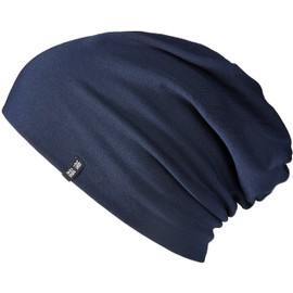 Enter the Complex® Unisex Lightweight Jersey Beanie Hat, Slouch Beanie Made of Cotton, Elastic - navy, size: L-XL