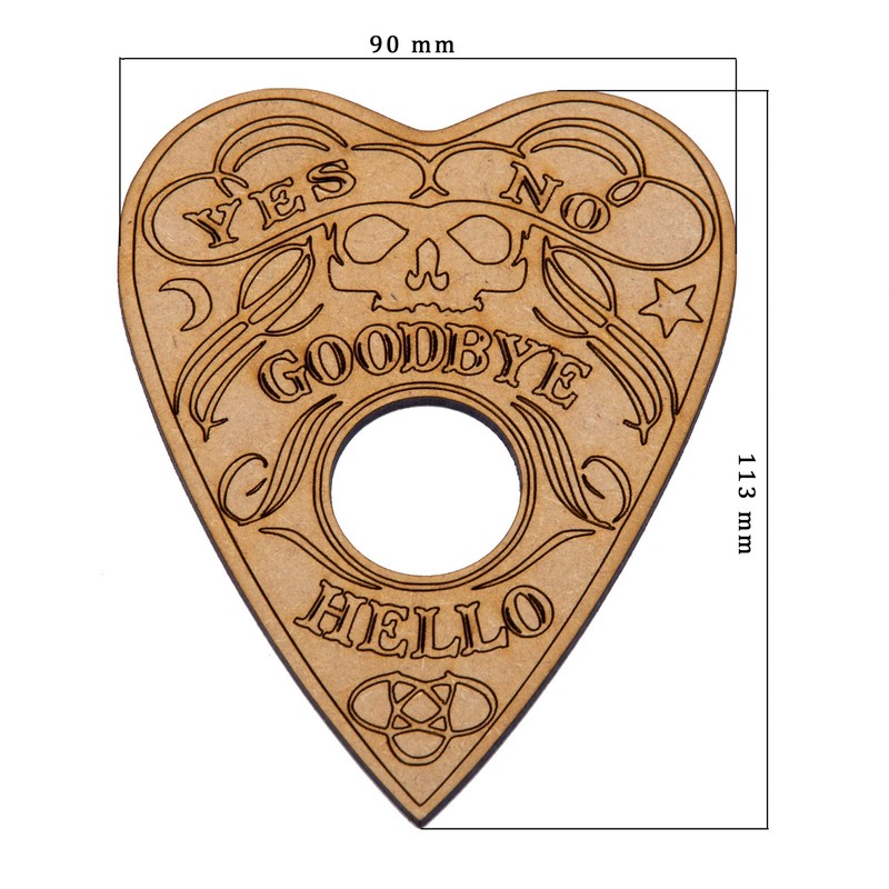 WICCSTAR Wooden black Ouija board game with planchette and detailed