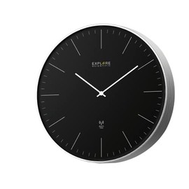 Explore Scientific RAC1001 25cm Radio-Controlled Black Metal Wall Clock with Precise Movement No Adjustment Required Contemporary Design No Numbers