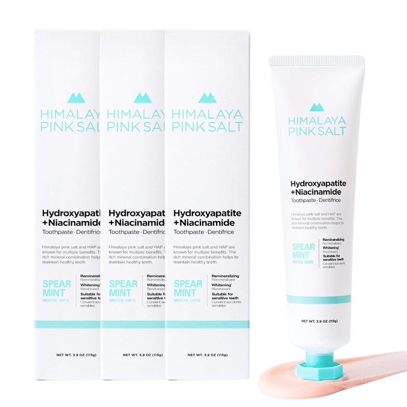 HIMALAYA PINKSALT Fluoride Free Hydroxyapatite Toothpaste with Niacinamide, Helps Remineralize,