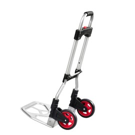 LEADALLWAY Dolly Cart Folding Hand Truck and Dolly,Steel Portable Cart with Telescoping Handle and Nylon+Rubber Wheels 220 lb Capacity