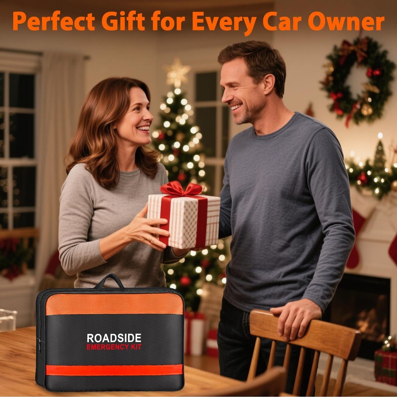 Car Emergency Kit with Air Compressor,Roadside Emergency Car Kit for