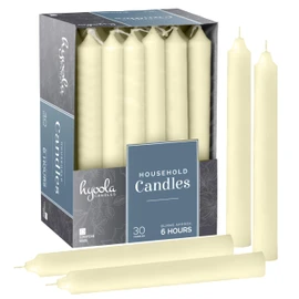 Hyoola Taper Candles - 7 Inch Ivory Dripless, Unscented Dinner Candle - 30 Pack European Made Candles 6 Hour Burn Time