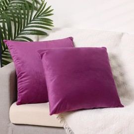 uxcell Pack of 2 Velvet Decorative Pillow Covers Modern Solid Pillow Covers for Couch Sofa Home 20 x 20 Inch Purple