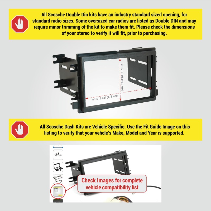 Scosche ICFD6BN Double DIN Radio Installation Dash Kit Compatible with