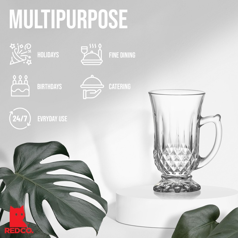 Red Co. 6-Pack Classic Clear Cut Glass 4.5 Oz Footed