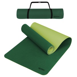 ALPIDEX Yoga Mat Non-Slip 190 x 61 x 0.6 cm | 190 x 90 x 0.6 cm Phthalate-Free Fitness TPE Mat Gymnastics Pilates Sports Yoga Training Mat Sleeping Mat, Dark Green/Lime, 190 x 61 x 0.6 cm