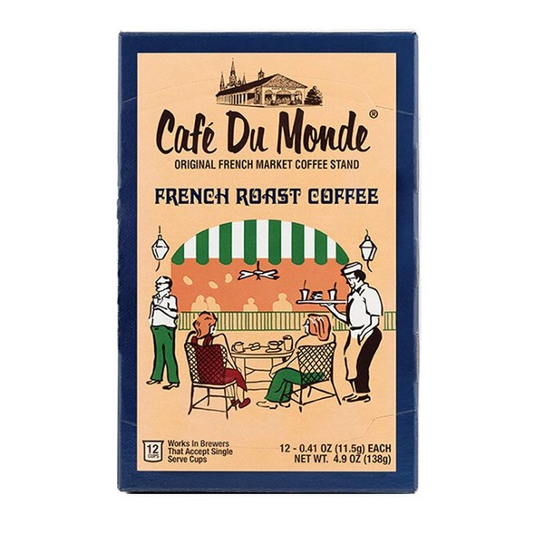 Cafe Du Monde Coffee French Roast Single-Serve Cup Pods, 12 Count