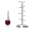 Sterling Silver Created Ruby Round Prong-Set Leverback Earrings