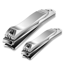 BESTOPE Set of 2 Nail Clippers - Stainless Steel High Quality Nail Cutters, Nail Scissors, Sharpener & Smooth Cut - Nail Clipper Suitable for Toenails and Fingernails (Large & Small Design)