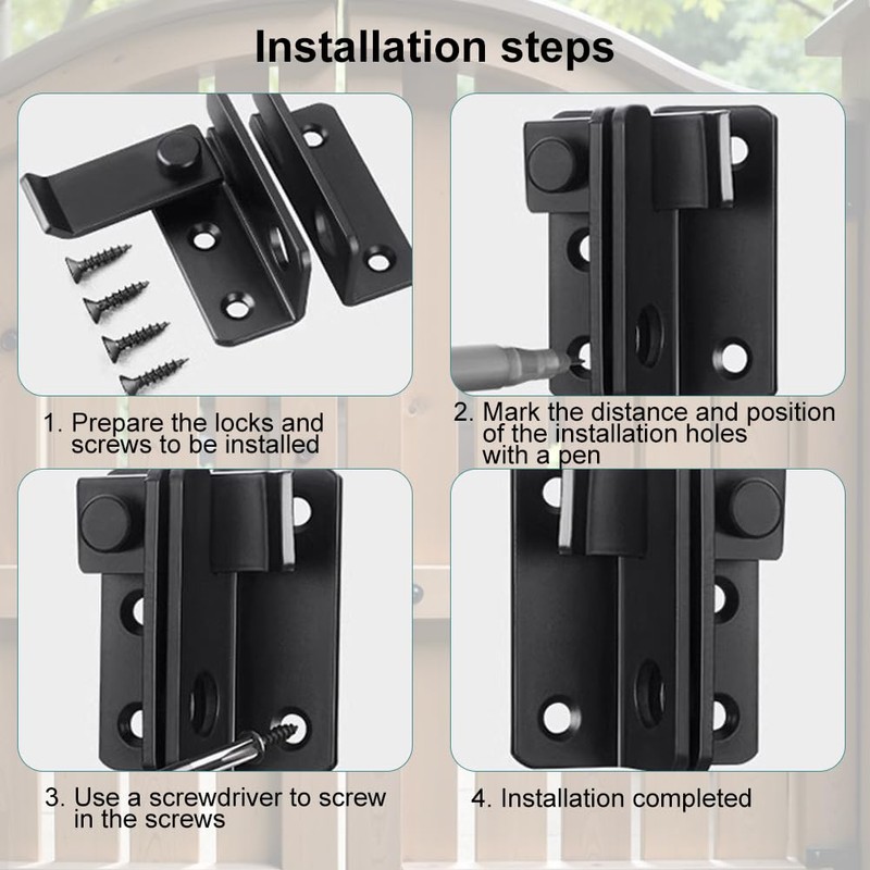 Stainless Steel Door Bolt, Lockable Fastener with Padlock Hole Latch,